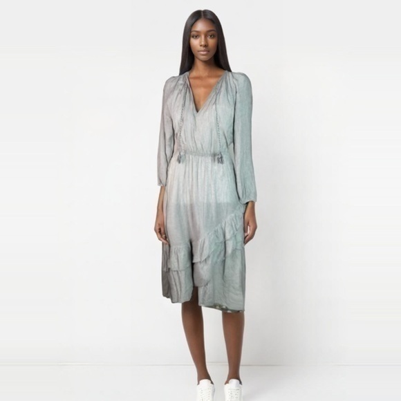 Ulla Johnson Womens Grey Poplin Midi Flare Dress size medium - Picture 1 of 13